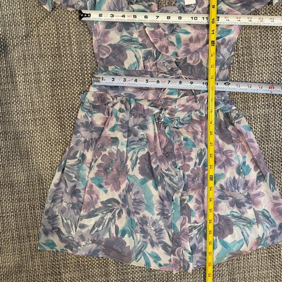 FOR LOVE & LEMONS NWT Shelly Neck Floral Lilac Ruffle Mini Dress Sexy Coquette S - Picture 8 of 8